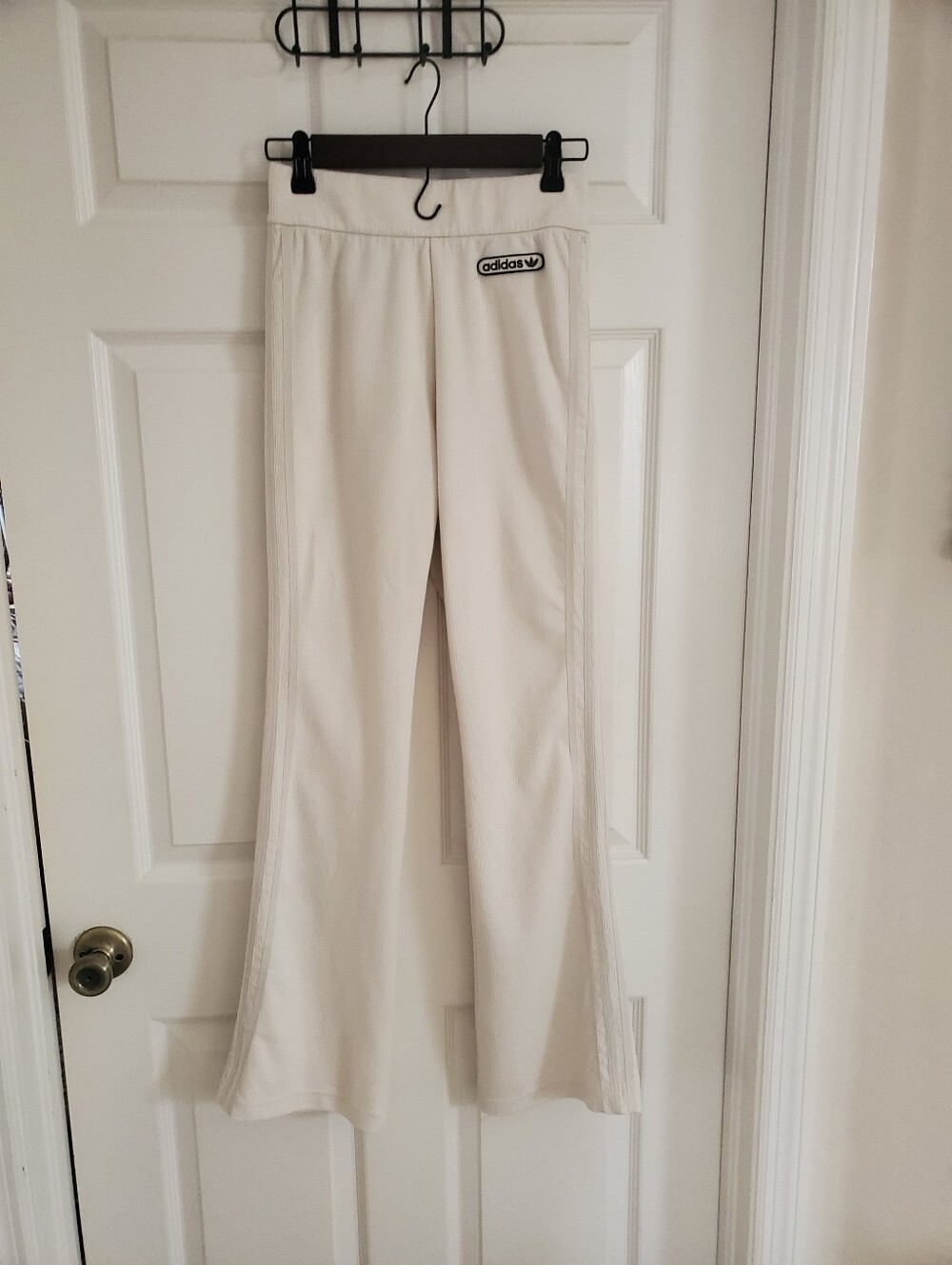 ADIDAS Ivory Ribbed Flared Pants - Picture 5 of 7